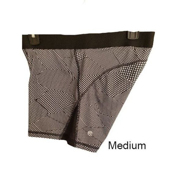Women's Bike Shorts Black White 3" Spandex Geometric Print Yoga Short Medium - Picture 1 of 6